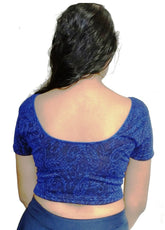 StylesIndia Women's Designer Metalic Lycra Blouse | Stretchable Short Sleeve Crop Top | Elegant Party & Ethnic Wear DNO:121